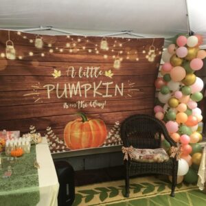 Avezano Little Pumpkin Baby Shower Backdrop Orange Pumpkin Patch Baby Shower Background Autumn Fall Rustic Boy Girl Sprinkle Baby Shower Backdrops Decorations 7x5ft