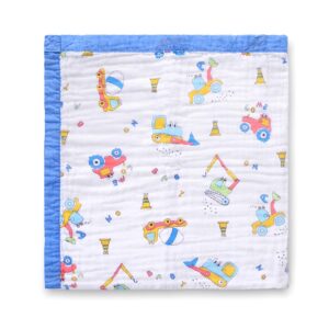 jay & ava baby muslin blanket 42” x 42”, soft toddler cotton baby blankets for boy, 4 layers bed muslin throw for baby crib, large baby receiving blanket - (blue star space)