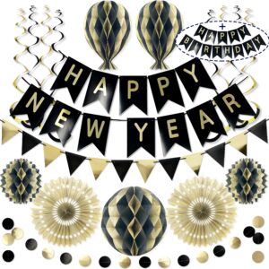 premium reusable party decorations - new years decorations 2024 - multi-occasion happy new year banner changes to happy birthday +more - happy new year decorations 2024, new years eve party supplies