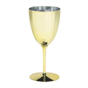 fun express gold metallic plastic wine glasses - party supplies - 12 pieces