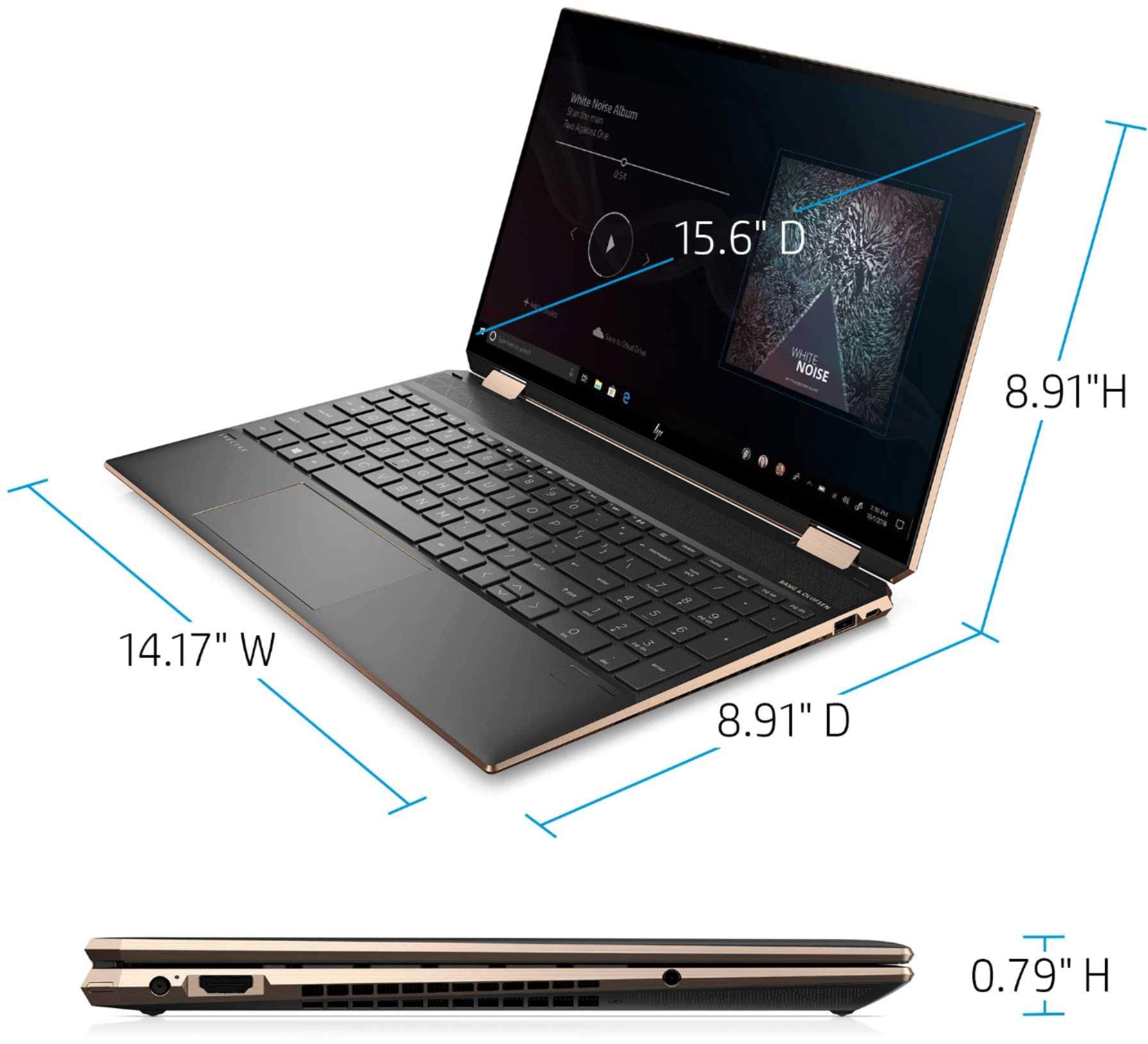 HP Spectre X360 15.6 Inch 4K UHD Touch-Screen 512GB SSD + 32GB Optane 1.8GHz i7 2-in-1 Laptop (16GB RAM, Quad-Core i7-10510U, GeForce MX330, Windows 10 Home) Nightfall Black 15-EB0043DX