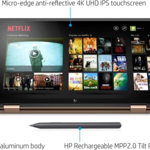 HP Spectre X360 15.6 Inch 4K UHD Touch-Screen 512GB SSD + 32GB Optane 1.8GHz i7 2-in-1 Laptop (16GB RAM, Quad-Core i7-10510U, GeForce MX330, Windows 10 Home) Nightfall Black 15-EB0043DX