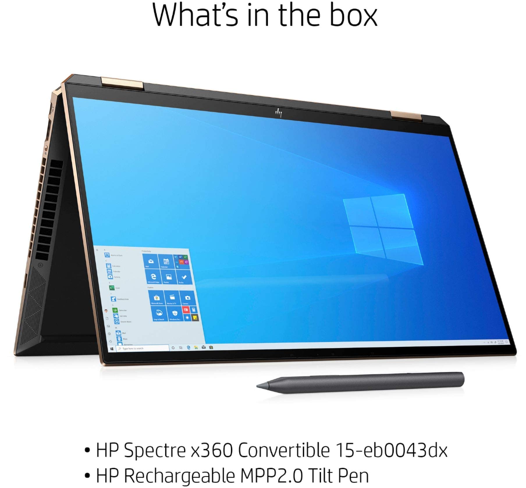 HP Spectre X360 15.6 Inch 4K UHD Touch-Screen 512GB SSD + 32GB Optane 1.8GHz i7 2-in-1 Laptop (16GB RAM, Quad-Core i7-10510U, GeForce MX330, Windows 10 Home) Nightfall Black 15-EB0043DX