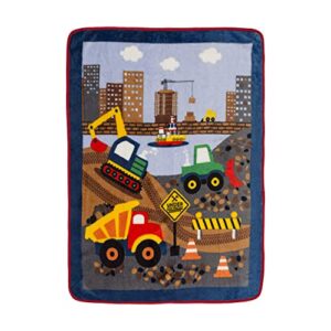 everyday kids toddler throw blanket - 30" by 40" - under construction - super soft, plush, warm and comfortable