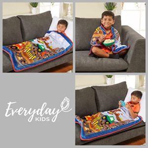 EVERYDAY KIDS Toddler Throw Blanket - 30" by 40" - Under Construction - Super Soft, Plush, Warm and Comfortable