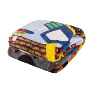 EVERYDAY KIDS Toddler Throw Blanket - 30" by 40" - Under Construction - Super Soft, Plush, Warm and Comfortable