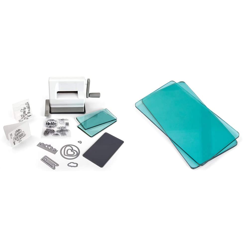 Sizzix Sidekick Starter Kit 661770 Portable Manual Die Cutting & 661769 Sidekick Cutting Pads, 1 Pair, Aqua, One Size