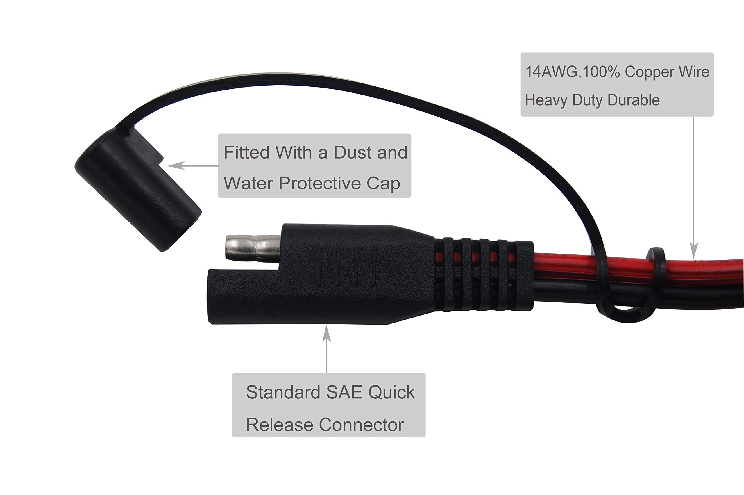 CUZEC 10FT/3.05m 14AWG SAE to SAE Extension Cable Quick Disconnect Wire Harness SAE Connector/SAE to SAE Heavy Duty Extension Cable