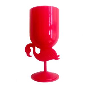 luau party plastic pink flamingo goblet drink cup wine glass tiki bar decoration