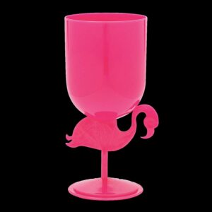 Luau Party PLASTIC PINK FLAMINGO GOBLET Drink Cup Wine Glass Tiki Bar Decoration