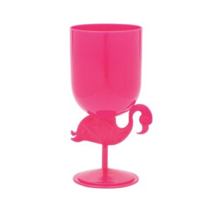 Luau Party PLASTIC PINK FLAMINGO GOBLET Drink Cup Wine Glass Tiki Bar Decoration