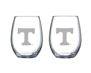 rfsj etched satin frost logo wine or beverage glass set of 2 (tennessee)