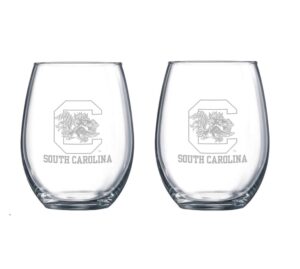 rfsj south carolina gamecocks etched satin frost logo wine or beverage glass set of 2