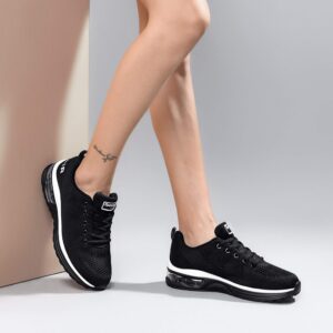 Autper Women's Air Athletic Tennis Running Shoes Sneakers Lightweight Sport Gym Jogging Breathable Fashion Walking Shoes(Black US 8)