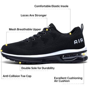 Autper Women's Air Athletic Tennis Running Shoes Sneakers Lightweight Sport Gym Jogging Breathable Fashion Walking Shoes(Black US 8)