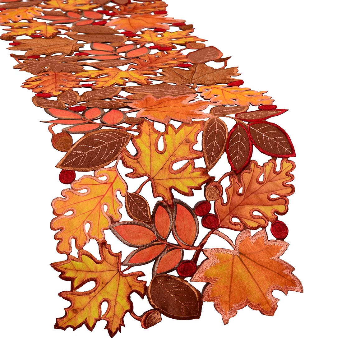 Simhomsen Embroidered Leaves Table Runner for Thanksgiving, Autumn Harvest Decorations (14 × 68 inches)