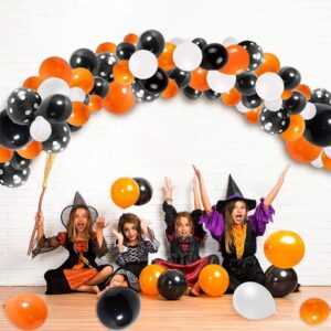 129pcs Halloween Balloon Arch Garland Kit DIY Big Spiders Balloons Black Orange White Latex Balloons Tie Tools Adhesive Dots Halloween Party Supplies