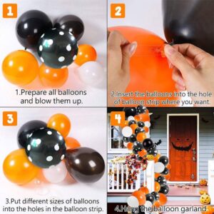 129pcs Halloween Balloon Arch Garland Kit DIY Big Spiders Balloons Black Orange White Latex Balloons Tie Tools Adhesive Dots Halloween Party Supplies