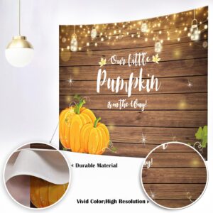 Mocsicka Pumpkin Baby Shower Backdrop Our Little Pumpkin is on The Way Rustic Wood Background Autumn Boy Girl Baby Shower Party Decor Banner Fall Baby Shower Backdrops (7x5ft)