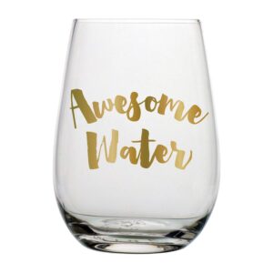 slant collections creative brands stemless wine glass, 20-ounce, awesome water