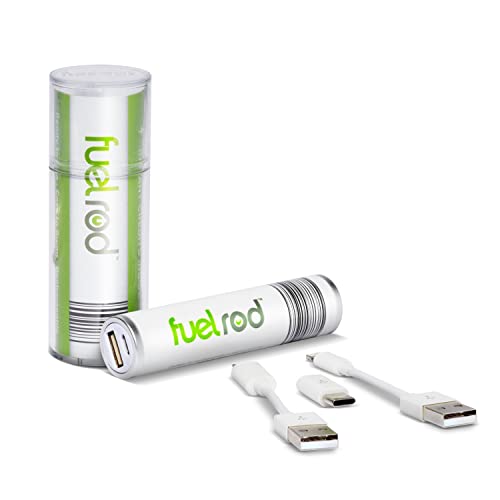 FuelRod Portable Charger Kit - Pack of 2 - Includes All Cables & Adapters Compatible with All Tablets & Smart Phones, Rechargeable Backup Power Bank, Swap for Charged Rod at Kiosk