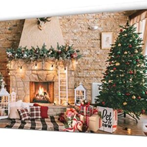 Dudaacvt 7x5ft Christmas Fireplace Theme Backdrop for Photography Christmas Photography Backdrop Merry Xmas Sock Gift Decorations Family Party Banner Photo Studio Props D470