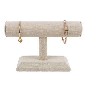 MOOCA Linen Covered Wood Jewelry Display, Jewelry Stand, Bracelet Holder Display, Watch Stand, Jewelry Display for Vendors, Bracelet Display Stand, Tan Linen
