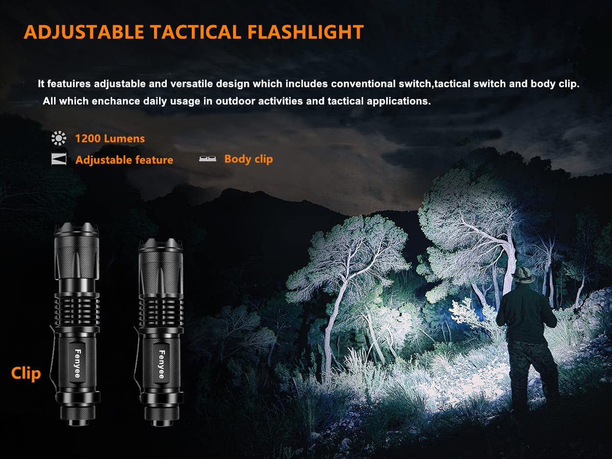 Fenyee Tactical Flashlight Adjustable 350 Yards 1200 Lumen LED Light with Offset Mount for Outdoor Hunting