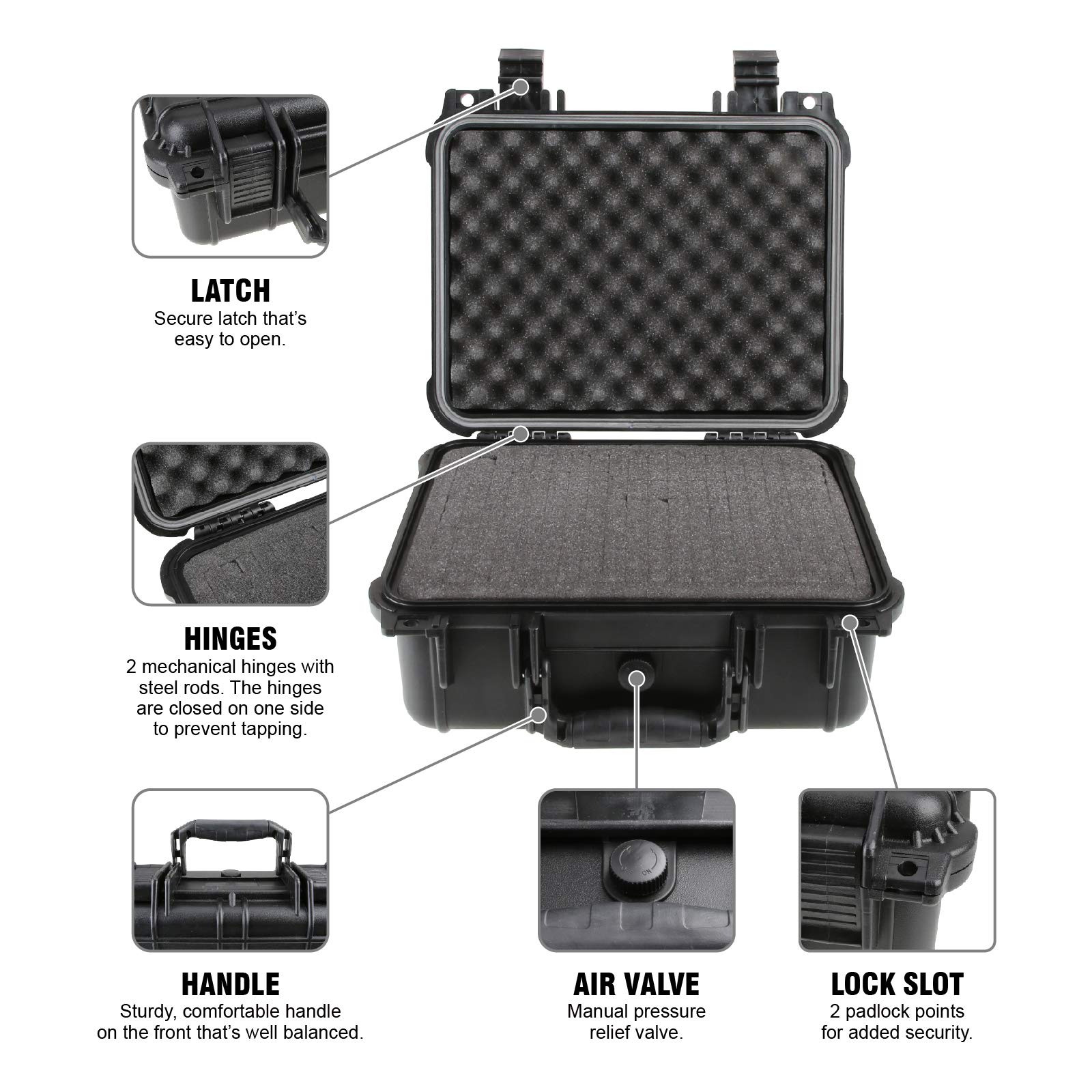 Olympia 10.47" Waterproof Hard Case with DIY Customizable Foam, Fit use of Gear, Equiment, Camera and so on