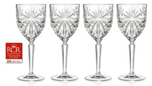 rcr cristalleria italiana crystal glass drinkware set (wine goblet (9.8 oz) - 4 piece)