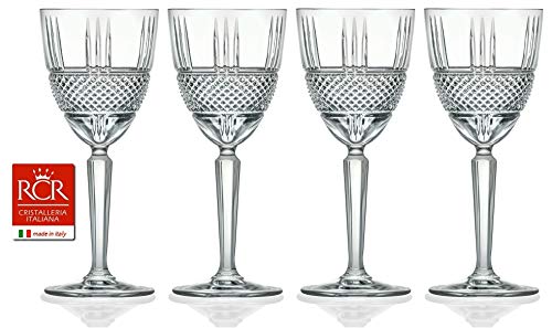 RCR Cristalleria Italiana Crystal Glass Drinkware Set (Wine Goblet (7.75 oz) - 4 Piece)