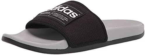 adidas Unisex Adilette Comfort Slide, Core Black/White/Grey, 7 US Men