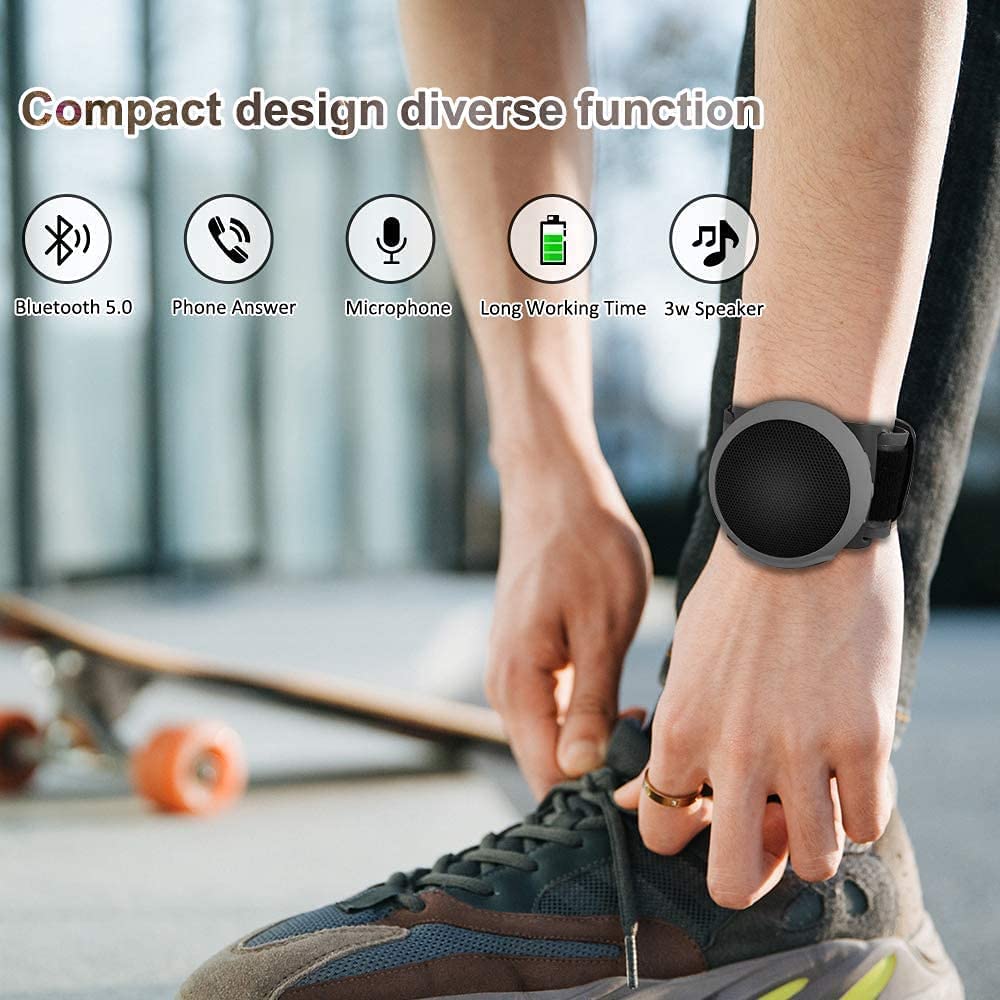 ANCwear Wearable Bluetooth Speaker, TWS Dual Pairing Portable Speaker, Clip on Bluetooth Speaker Watch MP3 Player, Waterproof Outdoor Speaker for Motorcycle, Bike, Hiking, Running