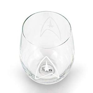 Toynk Star Trek Stemless Wine Glass Decorative Etched Command Emblem | Holds 20 Ounces