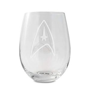 Toynk Star Trek Stemless Wine Glass Decorative Etched Command Emblem | Holds 20 Ounces