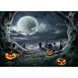 sjoloon halloween backdrop for photography horror night background scary pumpkin moon backdrop for party decoration supplies studio props 11897 (7x5ft)