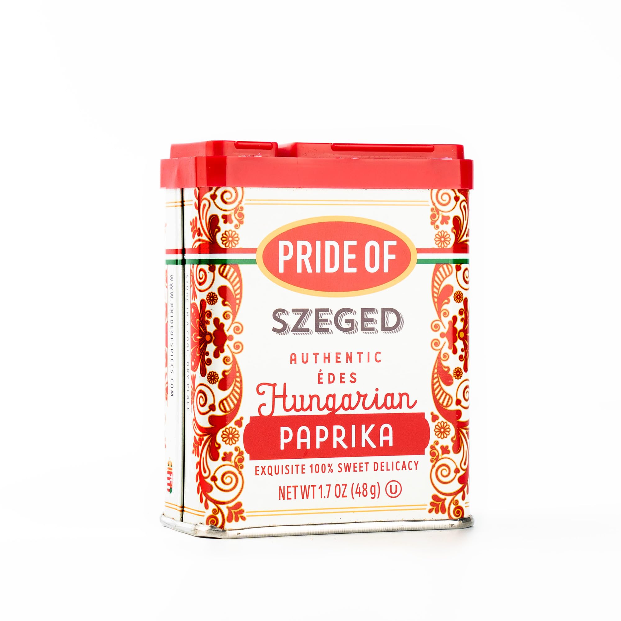 Pride Of Szeged Hungarian Sweet Paprika, Authentic Hungarian Sourced, Single Ingredient Premium Spice | Gluten Free | Kosher | Non-GMO | 1.7 oz. Tin, 1-Count