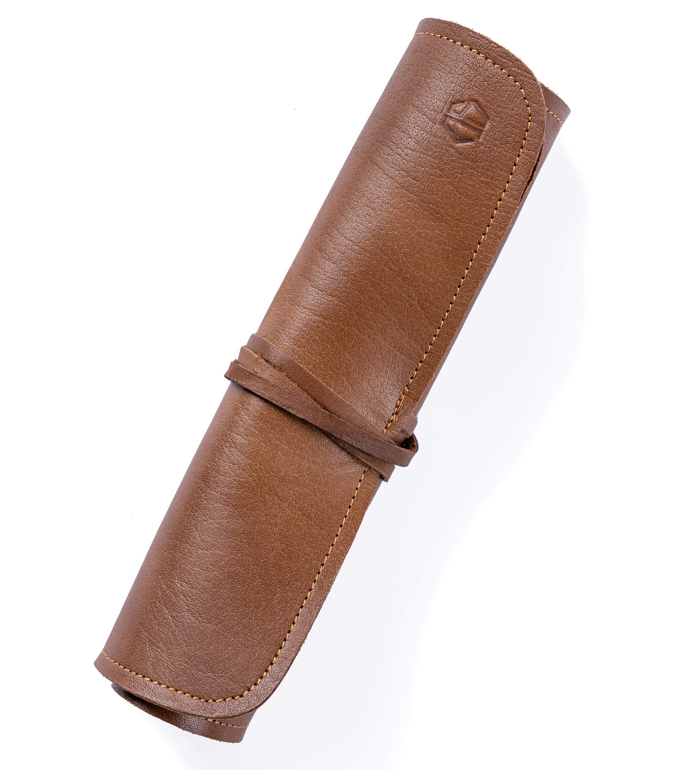 Angus Stoke Knife Roll Bag Genuine Leather – Chef`s knife bag 7 slots/for up to 11" knives – Leather Knife Case Steve (brown)