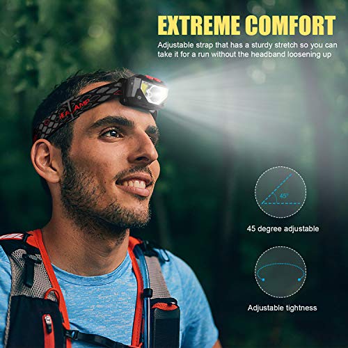 IKAAMA Headlamp, 2 Pack 1100 Lumen Super Bright Rechargeable LED Head Lamp with White Red Light, Motion Sensor 8 Modes Head Flashlight, IPX5 Waterproof Headlight for Outdoor Camping Running