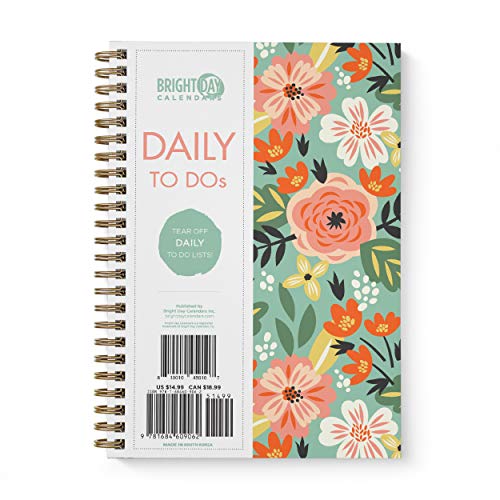 Bright Day Calendars to Do List Daily Task Checklist Planner Time Management Notebook by Bright Day Non Dated Flex Cover Spiral Organizer 8.25 x 6.25 (Tropical Floral)