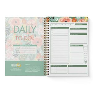 Bright Day Calendars to Do List Daily Task Checklist Planner Time Management Notebook by Bright Day Non Dated Flex Cover Spiral Organizer 8.25 x 6.25 (Tropical Floral)