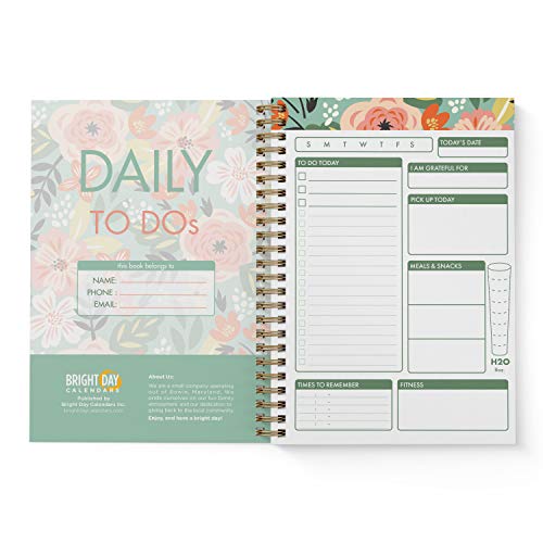 Bright Day Calendars to Do List Daily Task Checklist Planner Time Management Notebook by Bright Day Non Dated Flex Cover Spiral Organizer 8.25 x 6.25 (Tropical Floral)