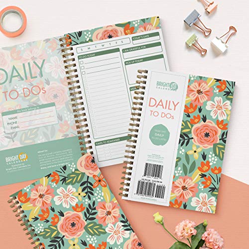 Bright Day Calendars to Do List Daily Task Checklist Planner Time Management Notebook by Bright Day Non Dated Flex Cover Spiral Organizer 8.25 x 6.25 (Tropical Floral)