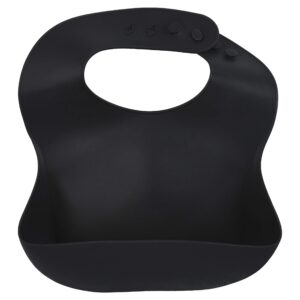 three little tots modern silicone baby bib – adjustable fit waterproof catch bibs ((black)
