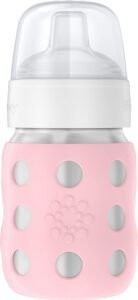 lifefactory 8-ounce stainless-steel vacuum-insulated wide-neck baby bottle with sippy nipple, desert rose (ls2251wdr4)