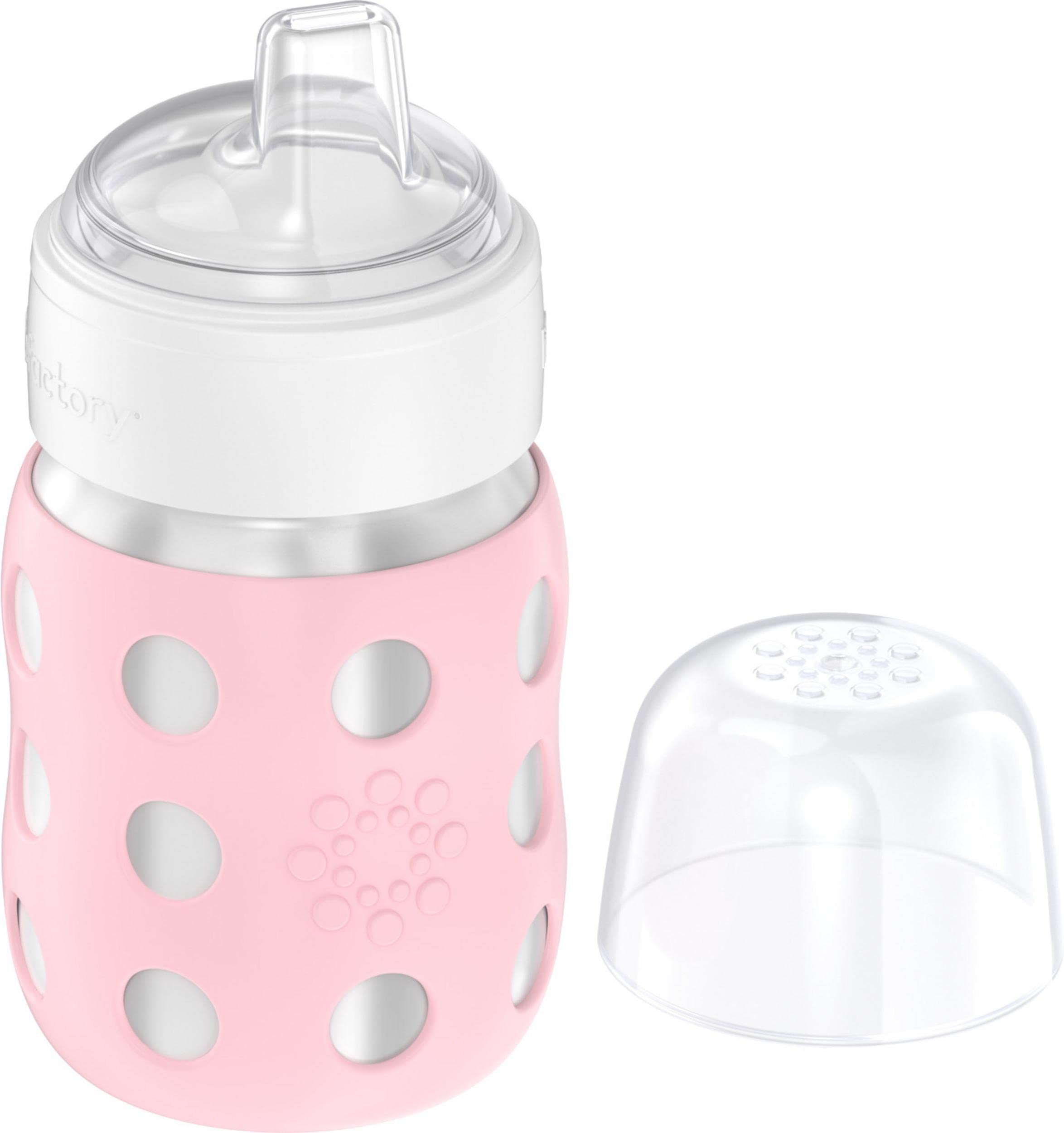 Lifefactory 8-Ounce Stainless-Steel Vacuum-Insulated Wide-Neck Baby Bottle with Sippy Nipple, Desert Rose (LS2251WDR4)