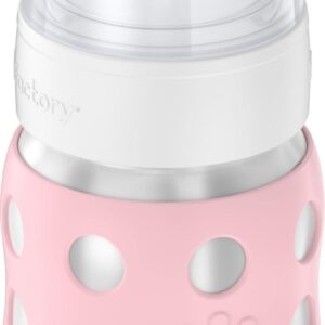 Lifefactory 8-Ounce Stainless-Steel Vacuum-Insulated Wide-Neck Baby Bottle with Sippy Nipple, Desert Rose (LS2251WDR4)