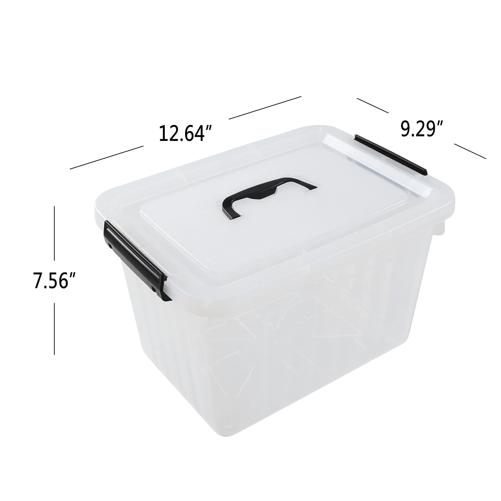 Rinboat 12 Quart Plastic Storage Bins with Lids and Handles, 6 Packs