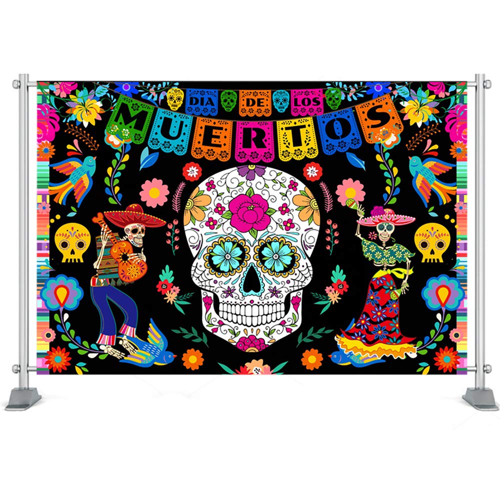 Avezano Day of The Dead Backdrop Mexican Dia de Los Muertos Fiesta Background Sugar Skull Halloween Party Decoration Supplies (7x5ft)