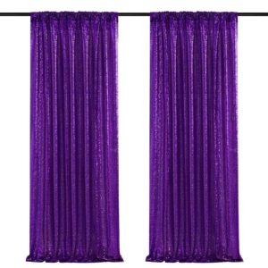 soardream purple sequin backdrop 2 pieces 2ftx8ft wedding glitter curtain backdrop arch fabric drapes for baby shower birthday party decoration